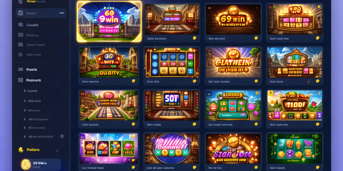 Hình ảnh tổng quan về 69 Win, nền tảng cá cược trực tuyến hàng đầu Việt Nam với logo 69 Win nổi bật và các trò chơi đa dạng.