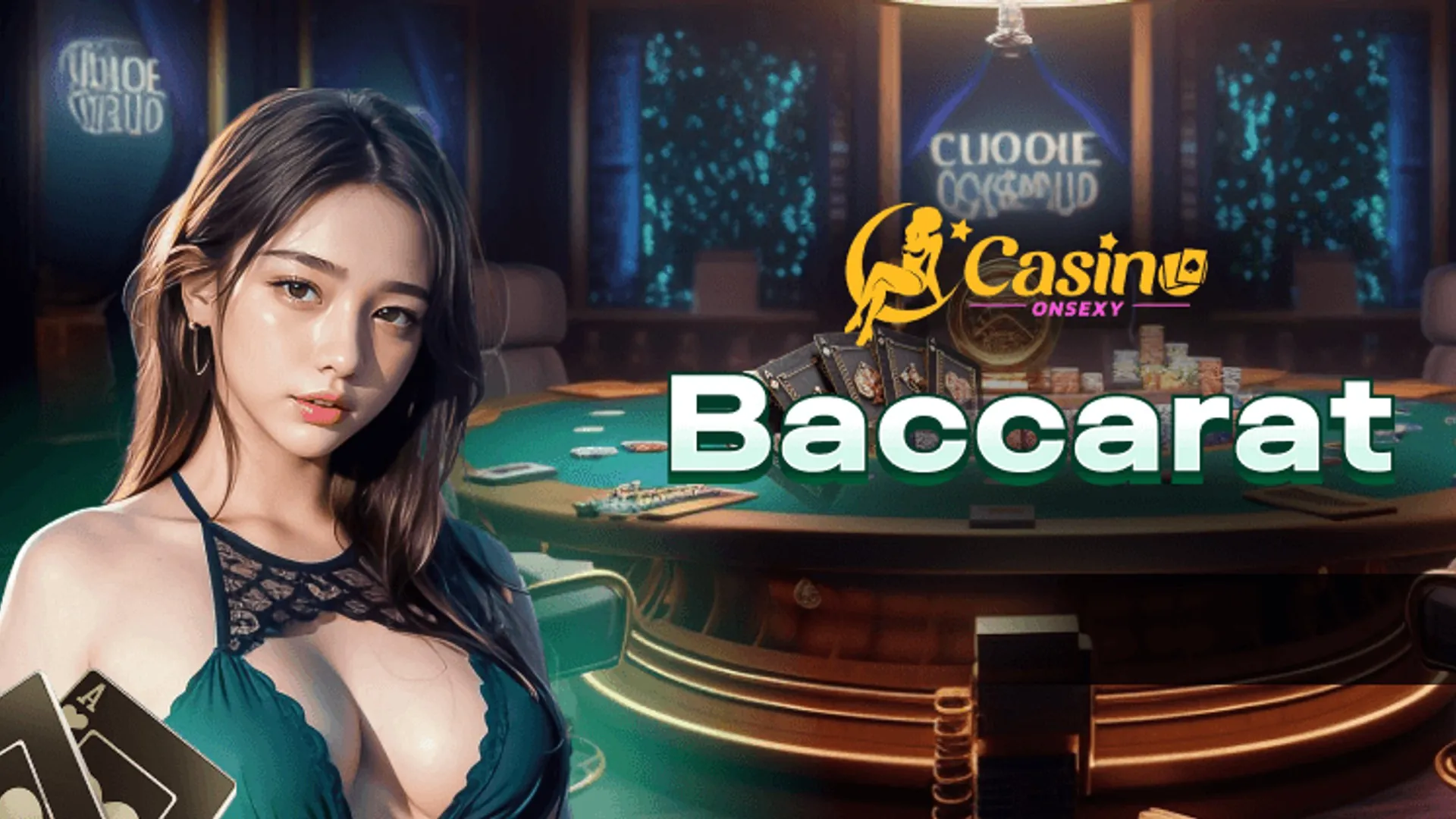 Hình ảnh bàn Baccarat với các lá bài và chip cược, thể hiện không khí sòng bạc và chiến thắng tại 69 win