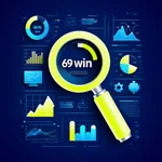 Biểu tượng kính lúp hoặc biểu đồ phân tích chuyên sâu về 69 win, thể hiện sự chính xác và minh bạch.